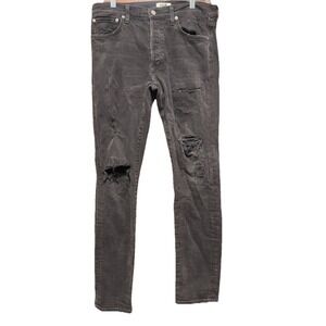 Agolde Parker‎ Black Distressed Ripped Destroyed Slim Fit Denim Jeans 33(32x32)